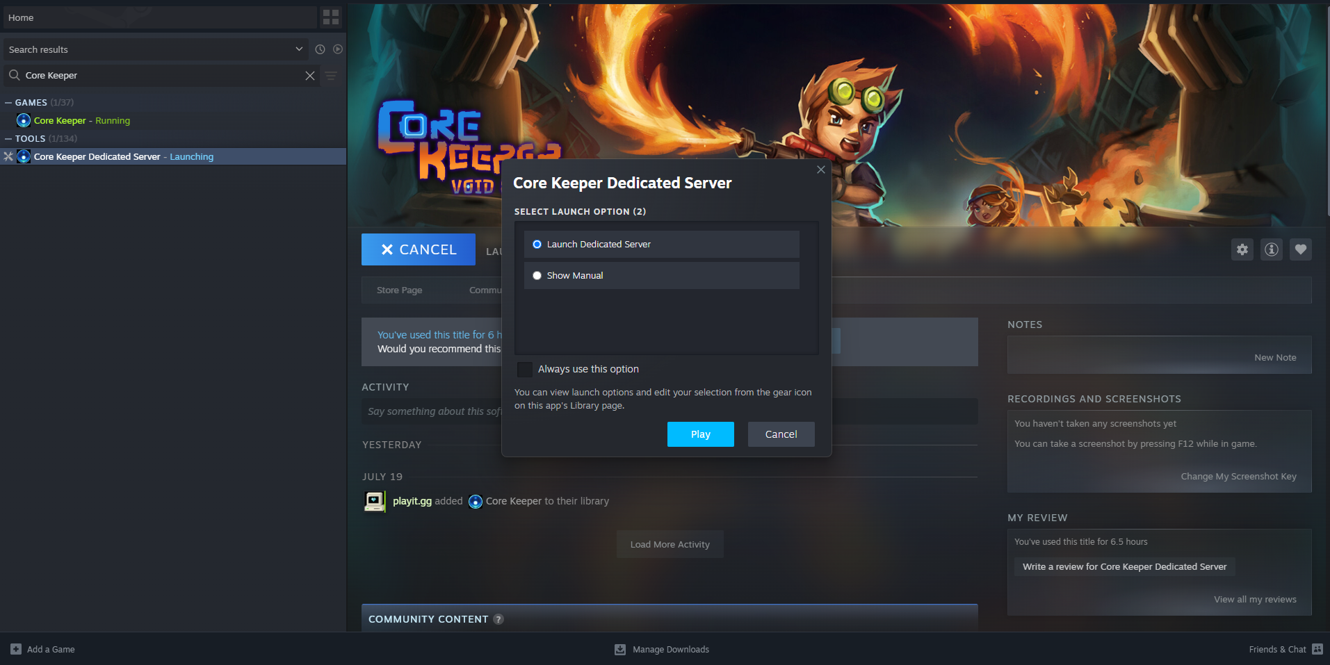 Steam Launch Dedicated Server